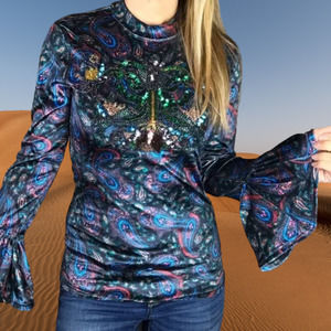 (70% OFF) NWT Free People WE THE FREE Velvet Paisley L'Amour bell sleeve Top